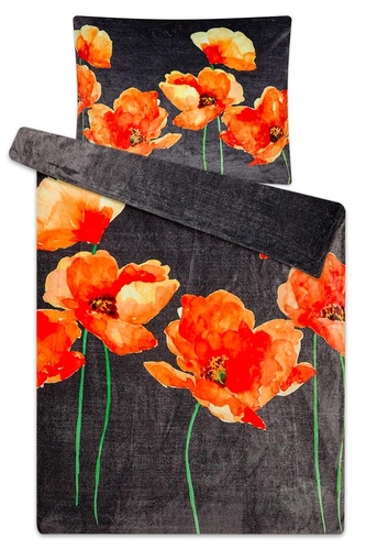 Svitap Povlečení mikroflanel Vlčí máky 140x200, 70x90 cm