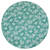 Ubrus sametový kulatý, zelený - vánoční bílý vzor, 100% polyester, pr. 140 cm.