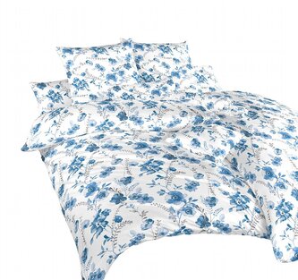 Dadka Povlečení flanel Kvítí modré na bílém 200x220, 2x70x90 cm