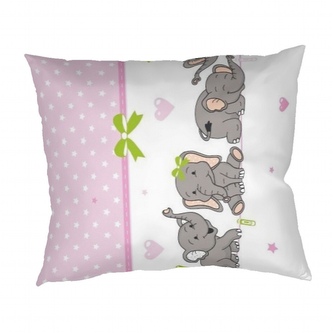 Dadka Povlak krep Sloni růžoví 40x50 cm