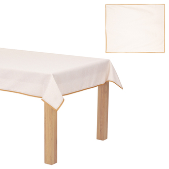 Ubrus vánoční - zlaté okraje, krémový, 100% polyester, 130 x160 cm.