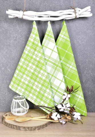 Utěrka bavlněná, Green cucine 2057, set 3ks, zelené