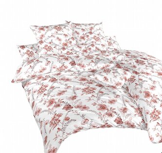 Dadka Povlečení bavlna Kvítí terracota na bílém 140x200, 70x90 cm
