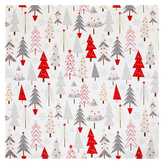 Ubrus - barevné vánoční stromky, 100% polyester, 80 x 80 cm.