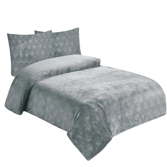 Jahu Povlečení mikroflanel struktura Listy světle šedé 140x200, 70x90 cm