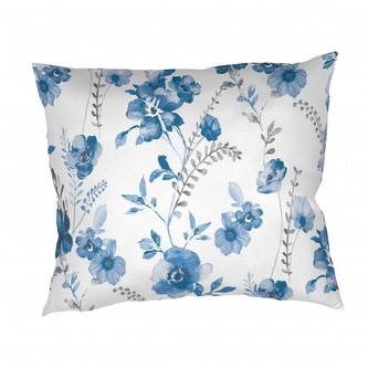 Dadka Povlak na polštář flanel Kvítí modré na bílém 40x50 cm