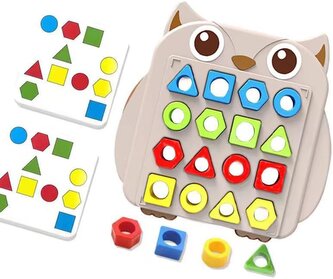 Montessori - skládačka sova, přiřazování geometrických tvarů