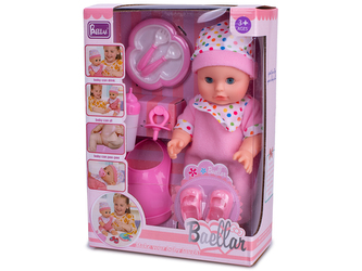 Miminko mrkací 30cm tvrdé tělo čurající s doplňky v krabičce