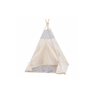 Teepee stan pro děti SPRINGOS Šedý s oblaky