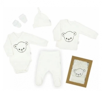 Soupravička do porodnice 5D Bavlna, Bear - smetanová; 62 (2-3m)