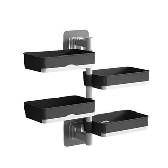 Nástěnný otočný čtyřpatrový organizér do koupelny černá - TRIORACK