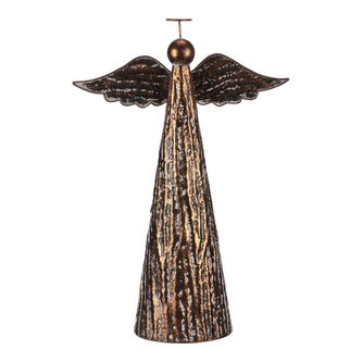 Kovový anděl - dekorace na postavení, velikost "XL", barva měděná.