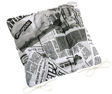 Sedák EMA prošívaný - Noviny černá, bílá - 40x40 cm prošívaný