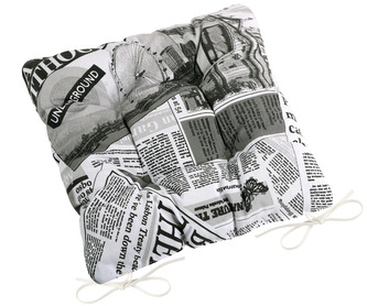 Sedák EMA prošívaný - Noviny černá, bílá - 40x40 cm prošívaný