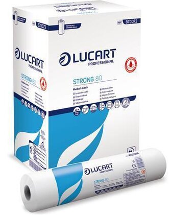 Papír na vyšetřovací stůl "Strong 80", bílá, 2-vrstvý, 59 cm x 80 m, 1 role, LUCART 870072U