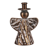 Kovový anděl - svícen na kónickou svíčku, velikost "S", barva měděná.