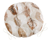 Sedák EMA kulatý prošívaný - Listy béžová, hnědá - průměr 40 cm