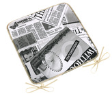 Sedák EMA hladký - Noviny černá, bílá - 40x40 cm hladký