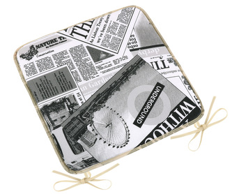 Sedák EMA hladký - Noviny černá, bílá - 40x40 cm hladký