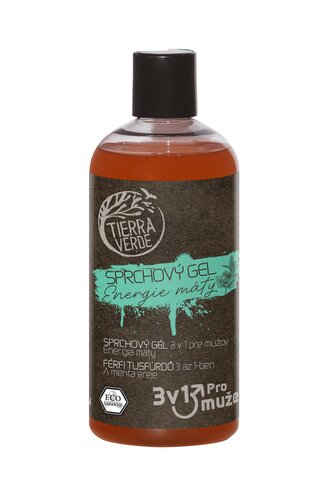 Tierra Verde Pánský sprchový gel na tělo, obličej a vlasy 3v1 - Energie máty 500 ml - nahradí až tři produkty