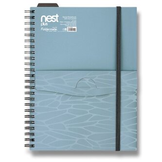 Spirálový blok s kapsou FolderMate Nest A5,80 listů, linkovaný, výběr barev modrý