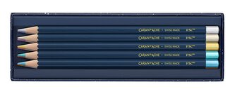 Pastelky "Cosmic blue", metalické, sada 10 ks, CARAN D'ACHE CC1284.024