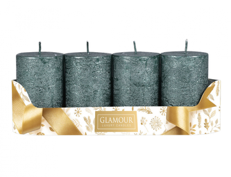 Svíčky adventní rustikální metalické d5x8cm 4ks