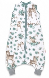 Teplejší spací vak s nohavičkami Baby Nellys, Srnka a růže - mátový, vel. M; M (2,5r-6l)