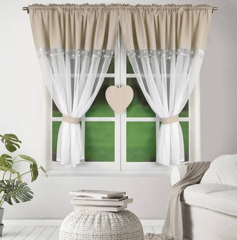 Dekorační krátká záclona s řasící páskou KALINA bílá/krémová 400x145 cm MyBestHome