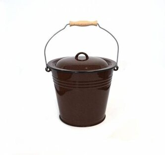 vědro d28cm 10l smalt s poklicí, hnědé bez dekoru