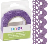 Krajková textilní páska 1,5cm x 2m samolepicí - fialová