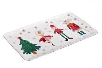 Vánoční servírovací talíř se zlatým okrajem | LICOLA | obdélníkový | 35x20 cm | 712814