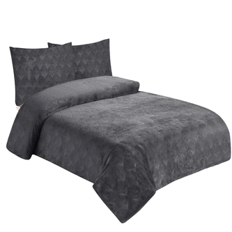 Jahu Povlečení mikroflanel struktura Listy tmavě šedé 140x200, 70x90 cm