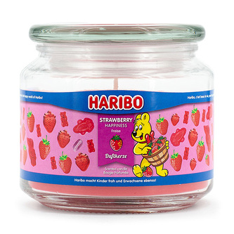 Svíčka ve skleněné dóze Haribo, Jahodové potěšení, 300 g