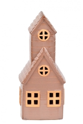 Keramický LED domeček hnědý 20x6x8 cm