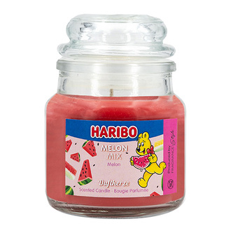 Svíčka ve skleněné dóze Haribo, Melounový mix, 85 g