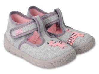 631P019 18 - dívčí bačkorky Befado šedé, kočka 631P019_19