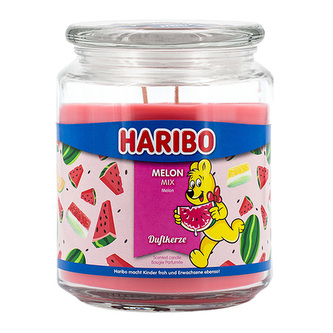 Svíčka ve skleněné dóze Haribo, Melounový mix, 510 g
