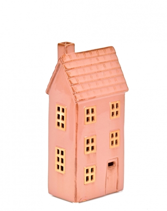 Keramický LED domeček hnědý 21,7x9,5x5,5 cm