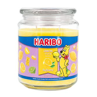 Svíčka ve skleněné dóze Haribo, Citronové ovoce, 510 g