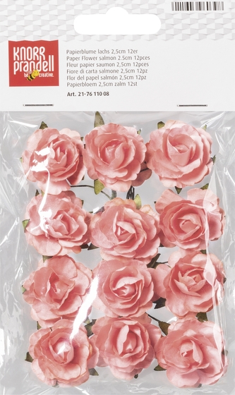 Papírová květina - 12 ks, průměr 2.5 cm lososová
