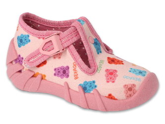 110N494 18 - dívčí bačkorky Befado růžové, méďa 110N494_25