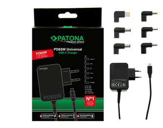 Nabíječka UNI PD 65W USB-C + 6 konektorů 18,5-20V Nabíječka UNI PD 65W USB-C + 6 konektorů 18,5-20V