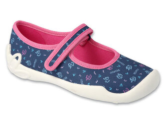 114X517 - dívčí balerínky Befado modré, kytičky 114X517_27