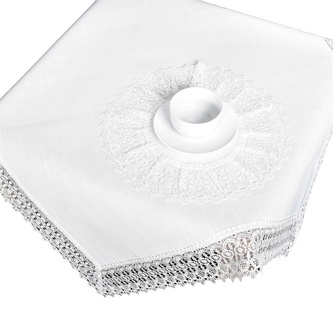 Ubrus celoroční, Hladký s krajkou, bílý pr. 35 cm