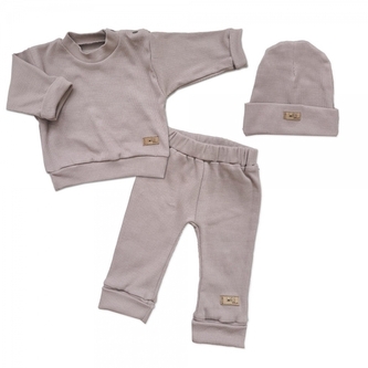 Žebrovaná rostoucí 3D sada, bavlna, Lovely One, čokoládová, vel. 80/86; 80/86 (12-18m)