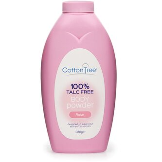 Cotton Tree tělový pudr bez mastku s vůní růže 280g