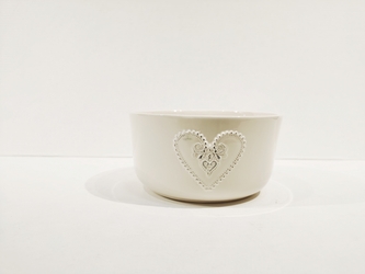 Keramická mísa se srdíčkem 7,8x14,8 cm, bílá