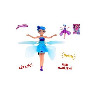 Panenka víla 19cm svítící reagující na pohyb ruky s USB 3barvy