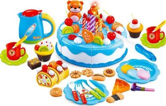 Dětský plastový narozeninový dort modrý 80 dílů
